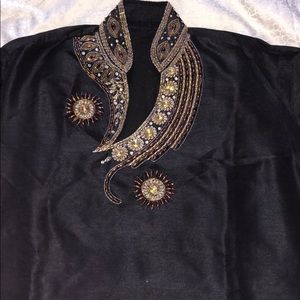 Black and Golden Embroidered Sherwani with Pants